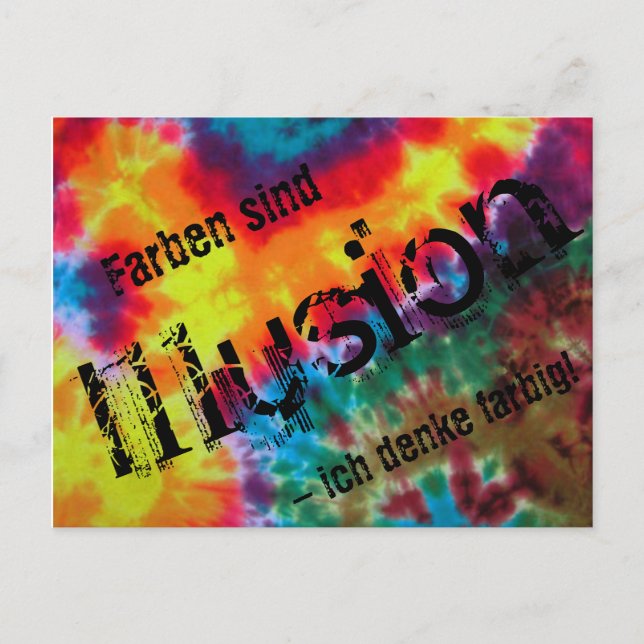 Cartão Postal Karte, "Farben sind Illusion - ich denke farbig!" (Frente)
