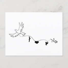 Cartão Postal Karte mit Friedenstaube und christlichen Symbolen