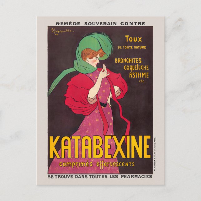 Cartão Postal Katabexine Remedy França Poster vintage 1903 (Frente)