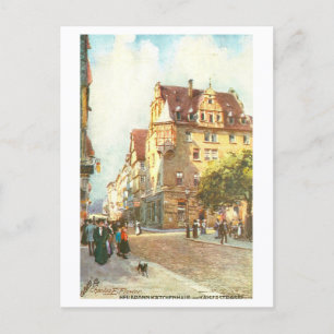 Cartão Postal Katchenhaus Antigo e Kaiserstrasse em Heilbronn