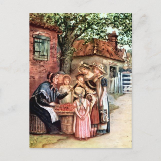 Cartão Postal Kate Greenaway: A mulher da cereja (Frente)