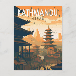 Cartão Postal Kathmandu Nepal Viagem Art Vintage