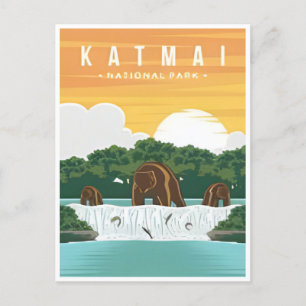 Cartão Postal Katmai National Park Alaska Vintage ursos cinzento