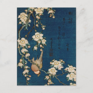 Cartão Postal Katsushika Hokusai 葛 飾 北 Goldfinch 斎 e Cherry Tree