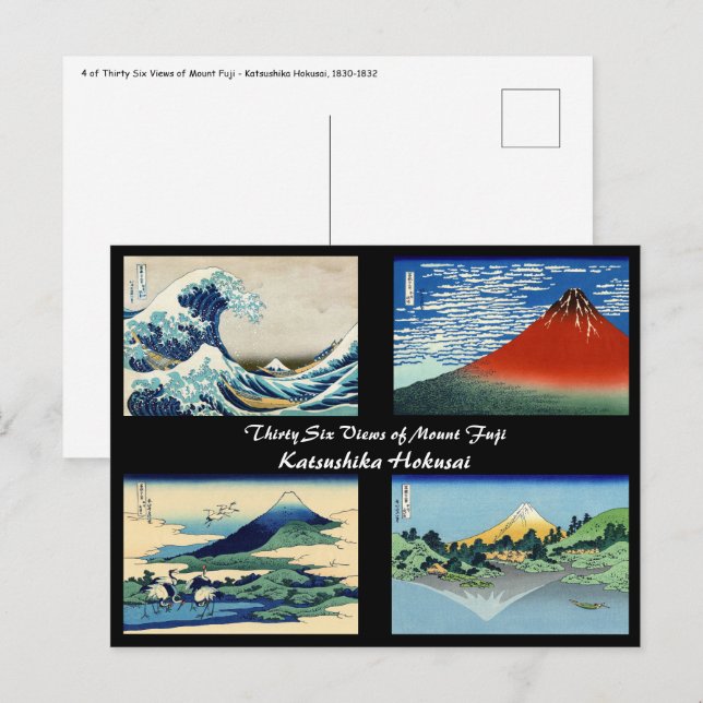 Cartão Postal Katsushika Hokusai - 36 visualizações do Monte Fuj (Frente/Verso)