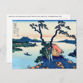Cartão Postal Katsushika Hokusai - Lago Suwa na província de Shi
