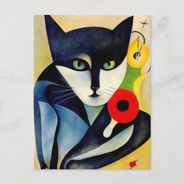 Cartão Postal Katze im Stile der Klassischen Modernen Kunst. (Frente)