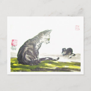 Cartão Postal Katze und Maus No.26 * Katzen-Kunst-Postkarten * C