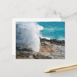 Cartão Postal Kauai Aqua Ocean Chifre Jorrando Poipu 