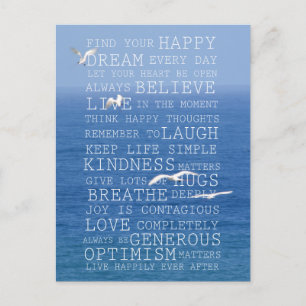 Cartão Postal Kauai Havaí Oceano Pássaros Citações Inspiradoras 