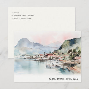 Cartão Postal Kauai Havaí Paisagem Aquarela Viagem