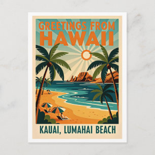 Cartão Postal Kauai, Havaí Viagens Retrô