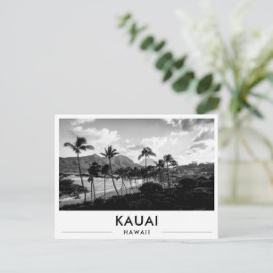 Cartão Postal Kauai Hawaii Kalapaki Praia Preto e Branco