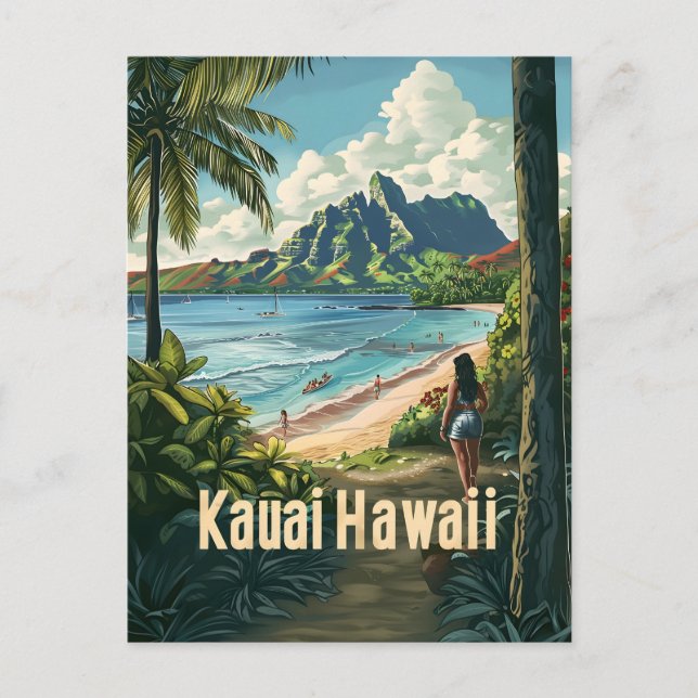 Cartão Postal Kauai Hawaii Vintage (Frente)