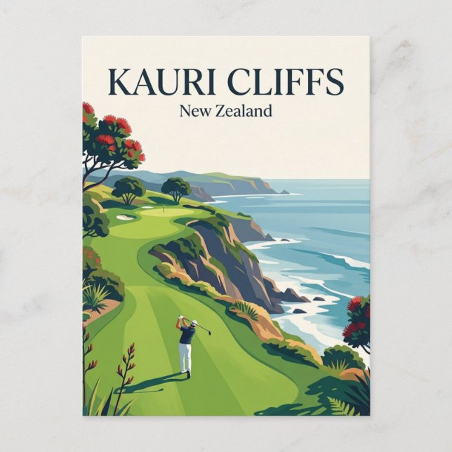 Cartão Postal Kauri Cliffs Nova Zelândia (Frente)