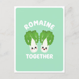 Cartão Postal  Kawaii Alface Romana Casal Vegetal Comida Trocadi