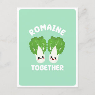 Cartão Postal  Kawaii Alface Romana Casal Vegetal Comida Trocadi