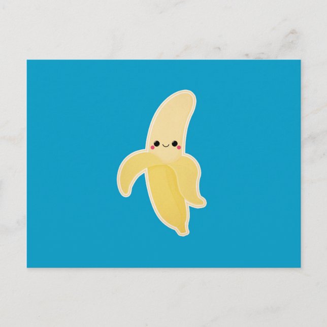Cartão Postal Kawaii Banana Azul (Frente)