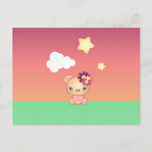 Cartão Postal Kawaii Bear (Frente)
