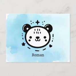 Cartão Postal Kawaii Bonitinho Urso Face - Kawaii - Arte de Linh