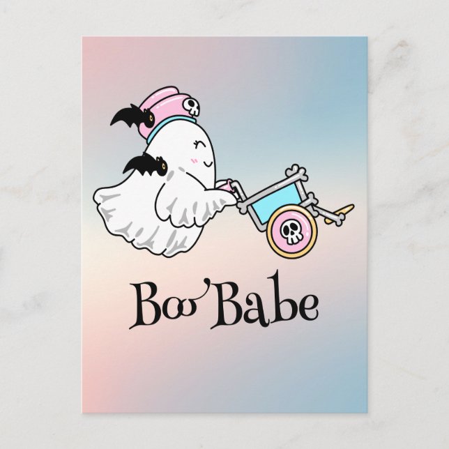 Cartão Postal Kawaii boo, doce e assustador halloween (Frente)