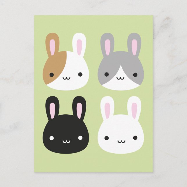 Cartão Postal Kawaii Bunny Rabbits (Frente)