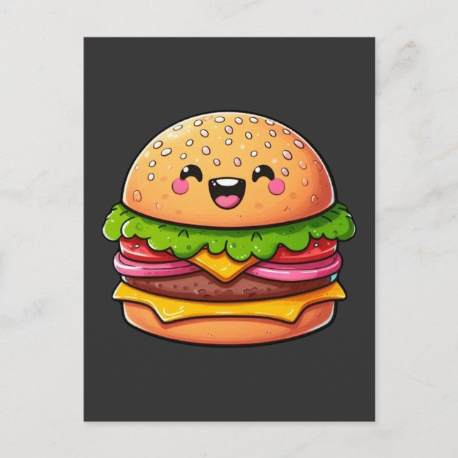 Cartão Postal Kawaii Burger Delight (Frente)