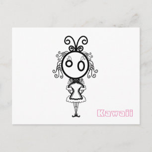Cartão Postal Kawaii Cartoon Girl