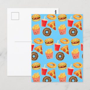Cartão Postal Kawaii Cute Junk Comida