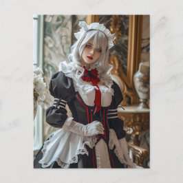 Cartão Postal Kawaii Gothic Cosplay Maid Retrato