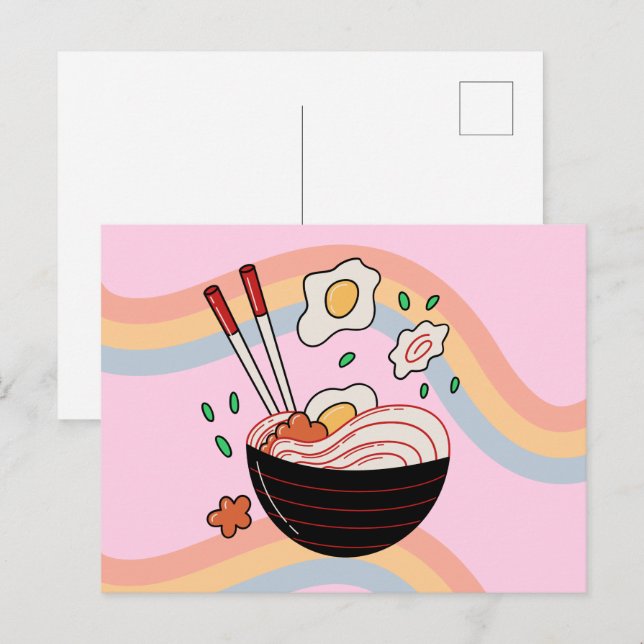 Cartão Postal Kawaii Noodles (Frente/Verso)