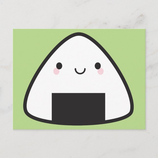 Cartão Postal Kawaii Onigiri Rice Ball (Frente)