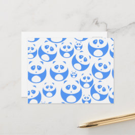 Cartão Postal Kawaii Panda Baby Blue and WhitePattern