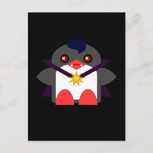Cartão Postal Kawaii Penguin Vampire (Frente)