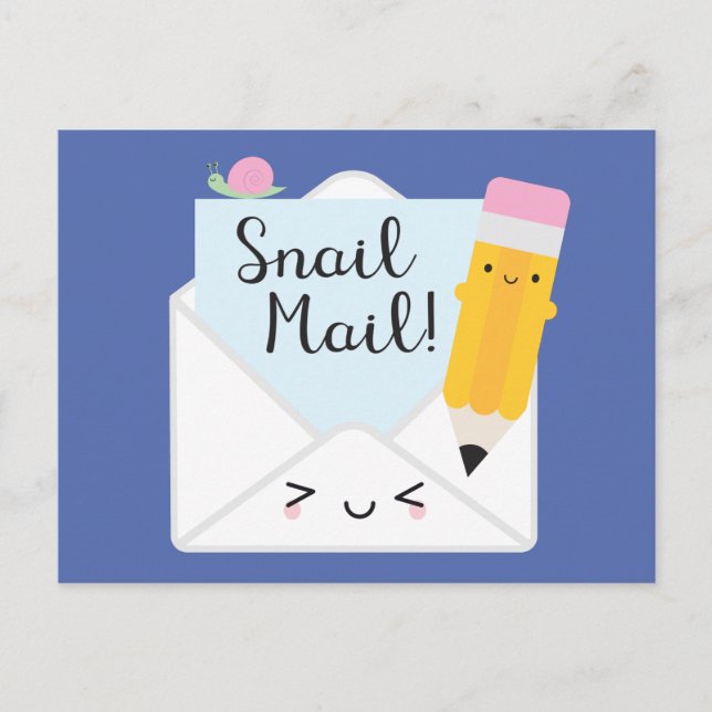 Cartão Postal Kawaii Snail Mail (Frente)