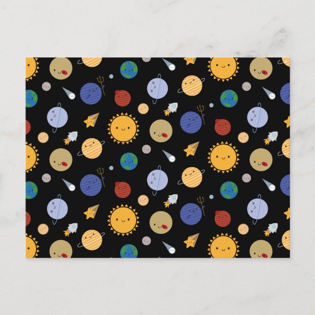 Cartão Postal Kawaii Solar System (Frente)
