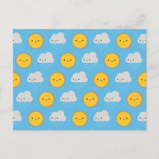 Cartão Postal Kawaii Sun & Rain