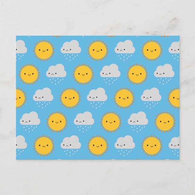 Cartão Postal Kawaii Sun & Rain (Frente)