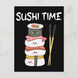Cartão Postal Kawaii Sushi Time Anime Bonita Comida Japonesa