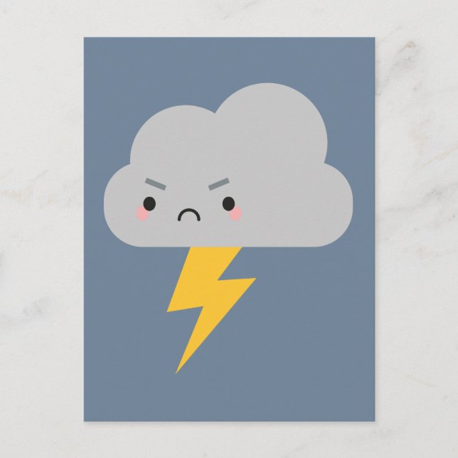 Cartão Postal Kawaii Thunder & Lightning Cloud (Frente)