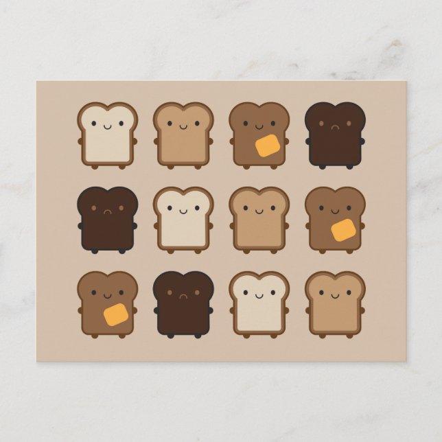 Cartão Postal Kawaii Toast (Frente)