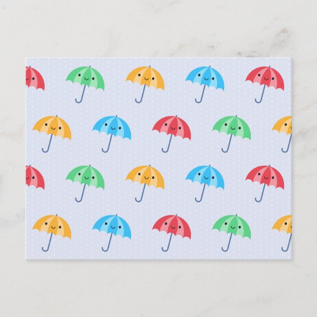Cartão Postal Kawaii Umbrellas (Frente)