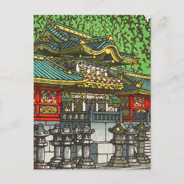 Cartão Postal Kawase Hasui 川瀬 巴水: Toshogu Shrine em Nikko (Frente)
