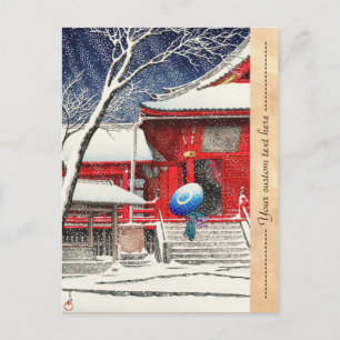 Cartão Postal Kawase Hasui Snow em Ueno Kiyomizudo hanga art