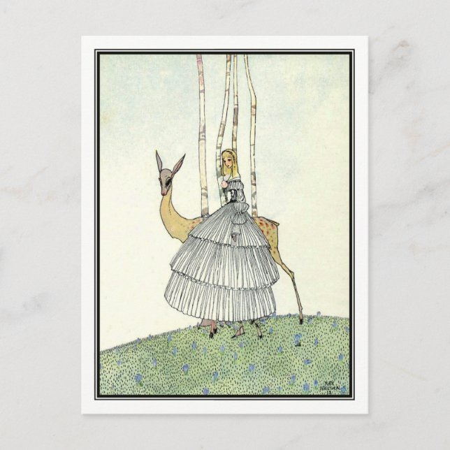 Cartão Postal Kay Nielsen - Em Pó e Crinolina (Frente)