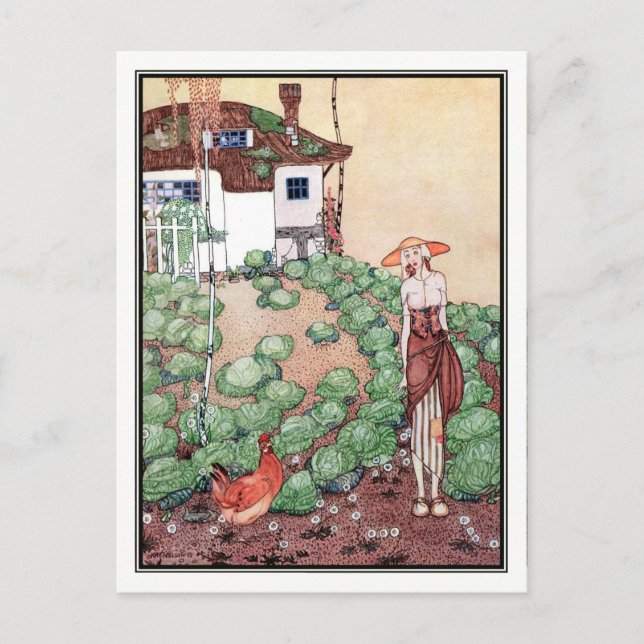 Cartão Postal Kay Nielsen - Em Pó e Crinolina (Frente)