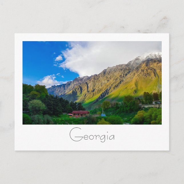 Cartão Postal Kazbegi Georgia Causa Montanhas Natureza (Frente)