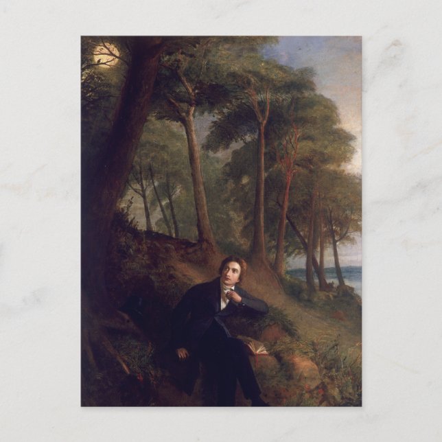 Cartão Postal Keats ouvindo a noite (Frente)