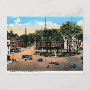 Cartão Postal KEENE NH Town Square View, 1922 Vintage
