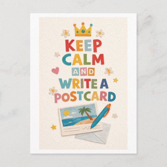 Cartão Postal "Keep Calm and Write a Postcard" (Frente)